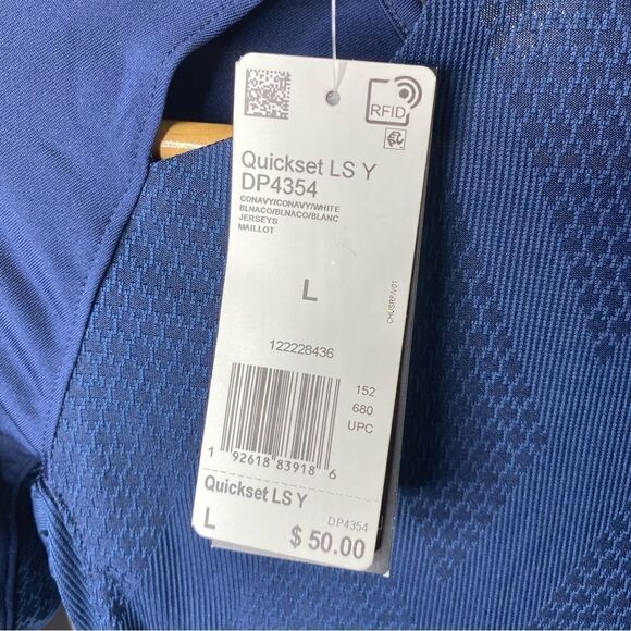 Women’s Adidas Quickset Long Sleeve Jersey Navy Blue New With Tags Breathable Lg - Picture 6 of 6